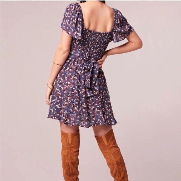 NWT XS Band Of The Free CORALINE PURPLE FLORAL CROSSOVER MINI DRESS - Picture 3 of 14